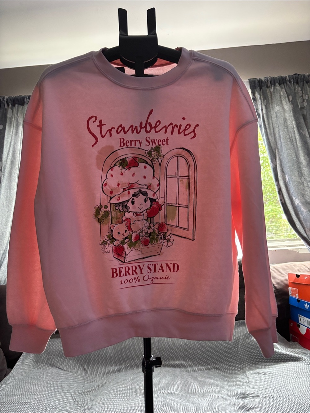 Hybrid Apparel Pink 'Strawberry Shortcake Graphic Crewneck Sweatshirt